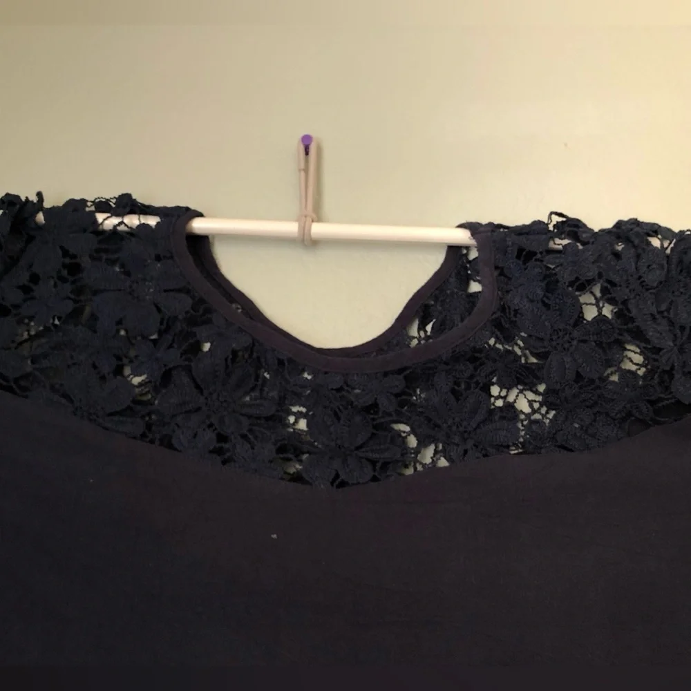 unbranded dark blue flower lace a-line dress labeled 4X see measurements